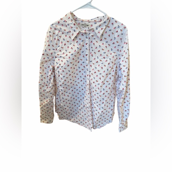 Boden White Floral Button Down Shirt - Size 14R - Picture 2 of 4